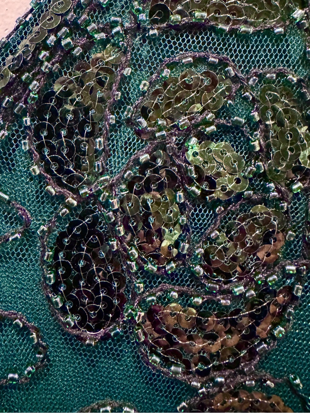 Women’s Green Beaded Sequin Fringe Sleeveless Vintage Inspired Dress Size L NWOT - Picture 7 of 13